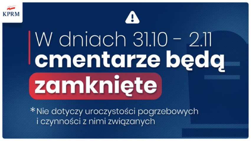 Gmina Tarnów. Nowe obostrzenia dla bezpieczeństwa - cmentarze będą zamknięte przez trzy dni 