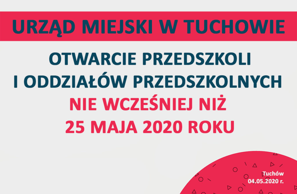 Gmina Tuchów. Przedszkola nieczynne do 25 maja 